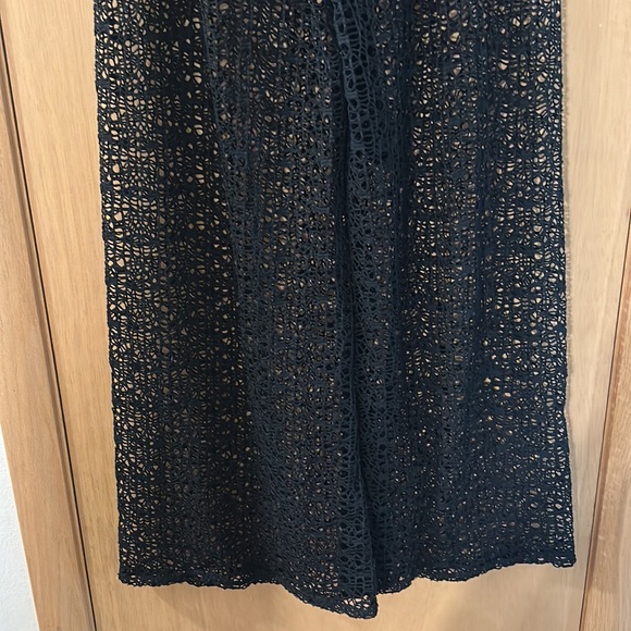 Haebaragi Women’s Mesh Crochet Sheer Wide Leg Pants Swim Coverup Black S-M - Picture 7 of 8